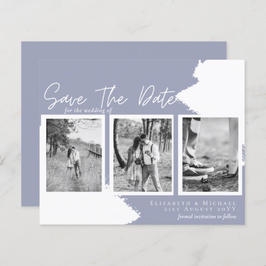 予算婚約写真SAVE the DATE DustyBlue (正面/裏面)