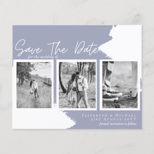 予算婚約写真SAVE the DATE DustyBlue (正面)