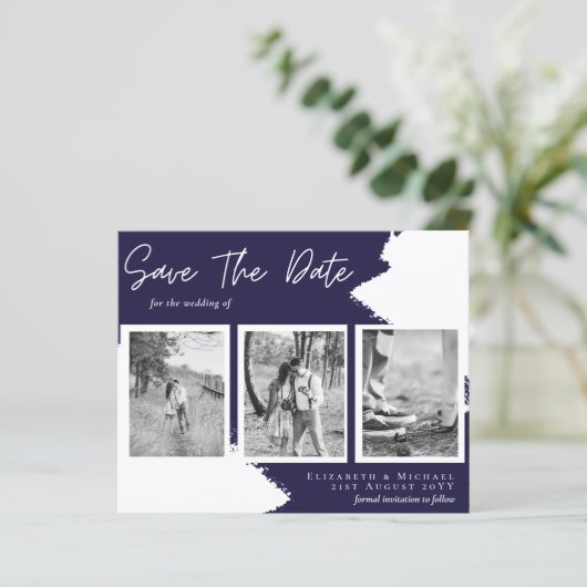 予算婚約写真SAVE the DATE Navy Blue (スタンド正面)