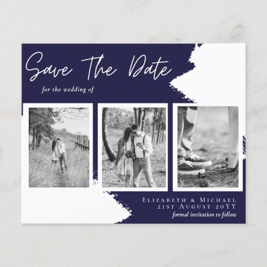 予算婚約写真SAVE the DATE Navy Blue (正面)