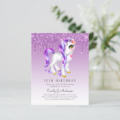 予算子供の誕生日招待状パープルユニコーン (スタンド正面)