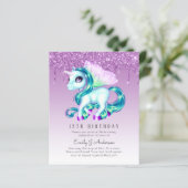 予算子供の誕生日招待状パープルユニコーン (スタンド正面)