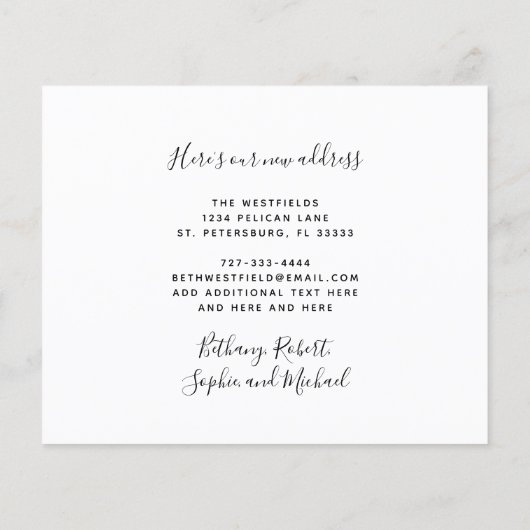 予算家族の写真の新しい住所のお知らせ (裏面)