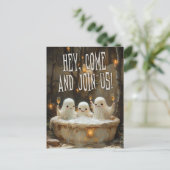 予算幽霊ジャグジアダルトハロウィーン招待状 ポストカード (スタンド正面)