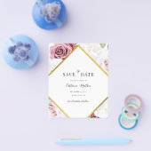 予算幾何学図枠ピンクフローラ日付の保存 チラシ (シングル)