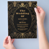 予算幾何学的アールデコ結婚ズ チラシ (手)