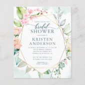 予算幾何学的フローラブライダルシャワー招待状 (正面)