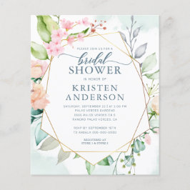 予算幾何学的フローラブライダルシャワー招待状