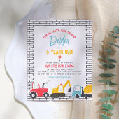 予算建築車少年誕生日はがき インビテーションポストカード