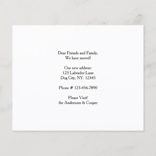 予算引っ越しましたかわいい犬の引越し告知 (裏面)