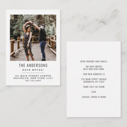 予算引っ越しましたの変更アドレス写真の移動 ノートカード (正面/裏面)