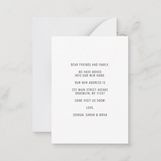 予算引っ越しましたの変更アドレス写真の移動 ノートカード (裏面)