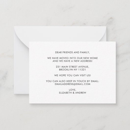 予算引っ越しましたの変更アドレス写真の移動 ノートカード (裏面)