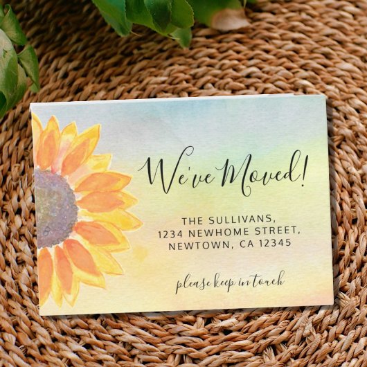 予算引っ越しましたひまわり移動発表 ノートカード