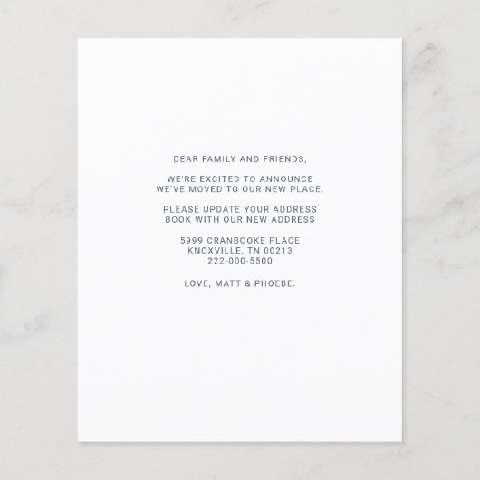 予算引っ越しましたアドレス写真ムービングカード (裏面)