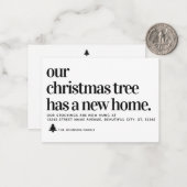 予算引っ越しましたクリスマスツリー新しいホームムービング ノートカード (正面/裏面インサイチュ)