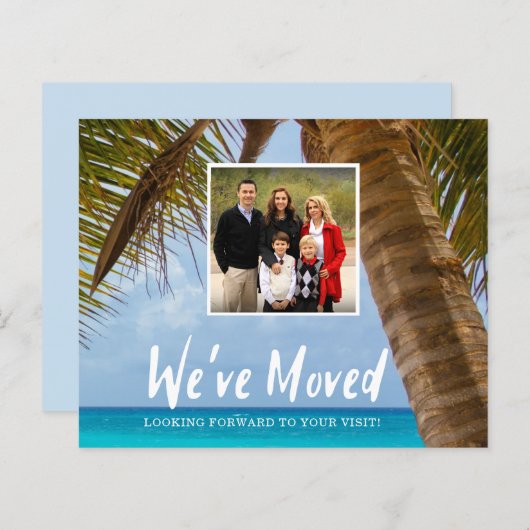 予算引っ越しましたコースタルパームツリーフォトカード (正面/裏面)
