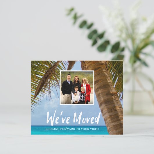 予算引っ越しましたコースタルパームツリーフォトカード (スタンド正面)