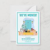 予算引っ越しましたターコイズフロントドア移動 ノートカード (正面)