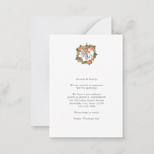 予算引っ越しましたパンプキンドア移動カード ノートカード (裏面)