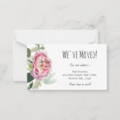 予算引っ越しましたピンクローズアナウンスメントカード ノートカード (正面)