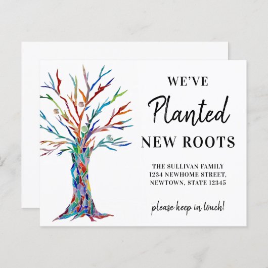 予算引っ越しましたファミリーツリーのお知らせ (正面/裏面)