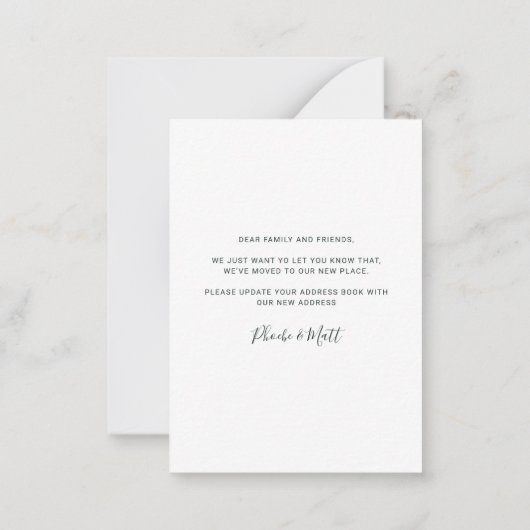 予算引っ越しました家族の写真モダン移動 ノートカード (裏面)