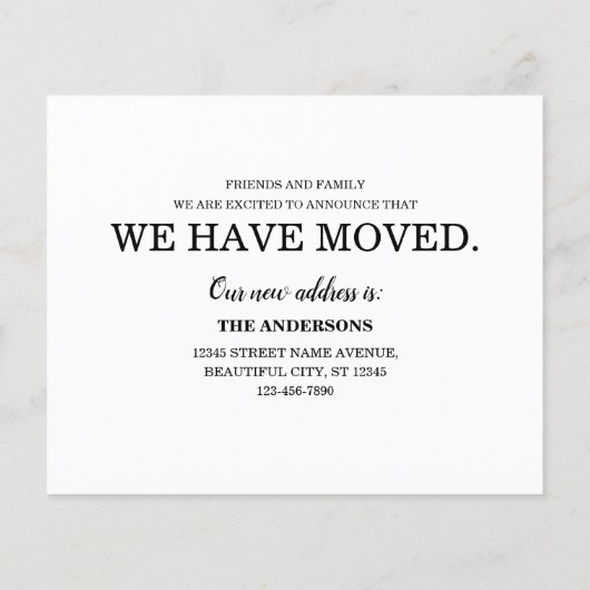 予算引っ越しました新しいホームの引越し案内 (裏面)