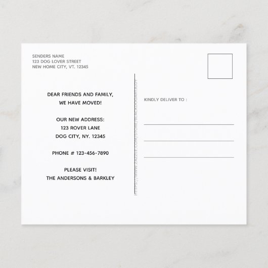 予算引っ越しました新しい住所ペットドッグ移動カード (裏面)