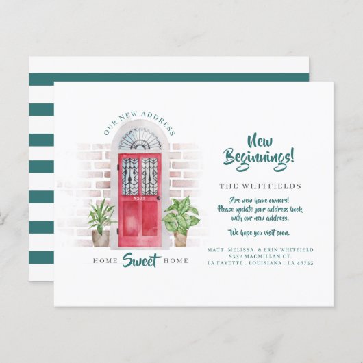 予算引っ越しました新しい住所レッドウォーターカラードア (正面/裏面)