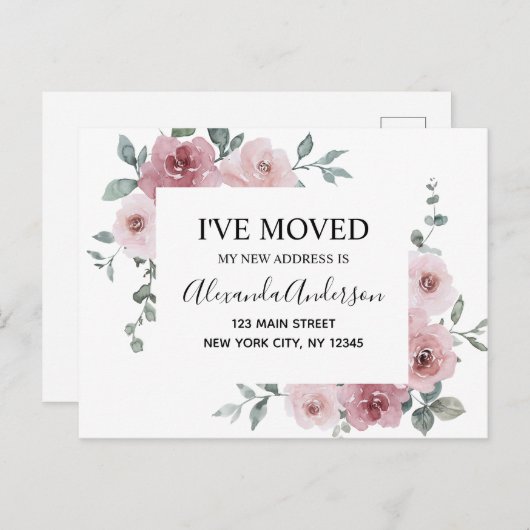 予算引越し発表埃ピンクフローラ投稿 ポストカード (正面/裏面)