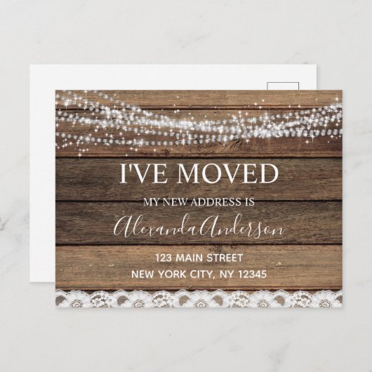 予算引越アナウンスファームハウス素朴ウッド ポストカード (正面/裏面)