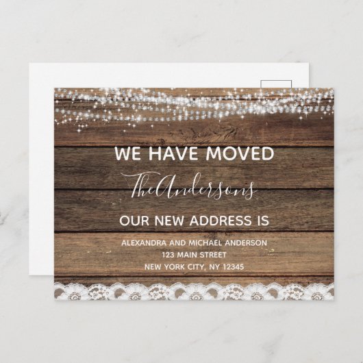 予算引越アナウンスファームハウス素朴ウッド ポストカード (正面/裏面)