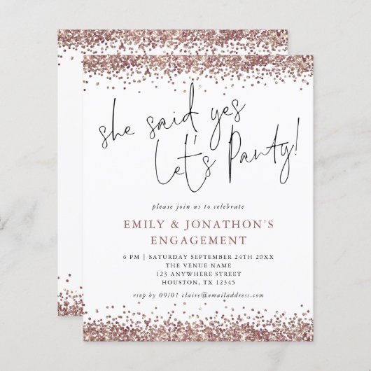 予算彼女が言ったYesバラ金ゴールドグリッター婚約 (正面/裏面)