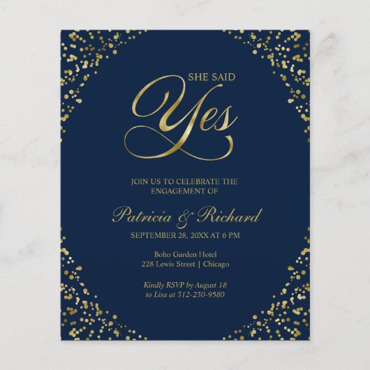 予算彼女が述べたYes婚約パーティ招待状 (正面)