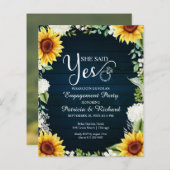 予算彼女が述べたYes婚約パーティ招待状 (正面/裏面)