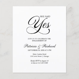 予算彼女が述べたYes婚約パーティ招待状