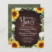 予算彼女が述べたYes婚約パーティ招待状 (正面/裏面)