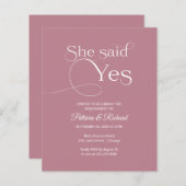 予算彼女が述べたYes婚約パーティ招待状 (正面/裏面)