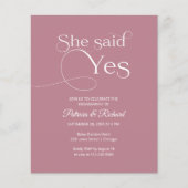 予算彼女が述べたYes婚約パーティ招待状 (正面)