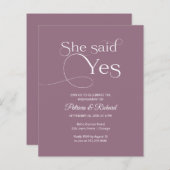 予算彼女が述べたYes婚約パーティ招待状 (正面/裏面)