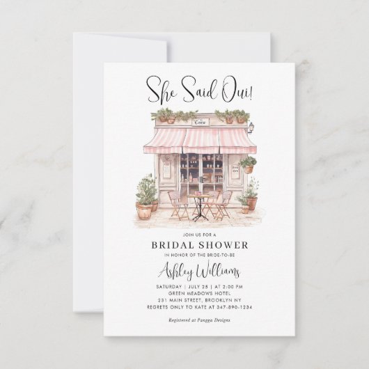 予算彼女はウィーパリテーマカフェブライダルシャワー ノートカード (正面)