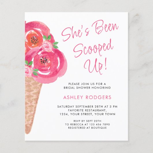 予算彼女はスクープされたブライダルシャワー招待状 (正面)