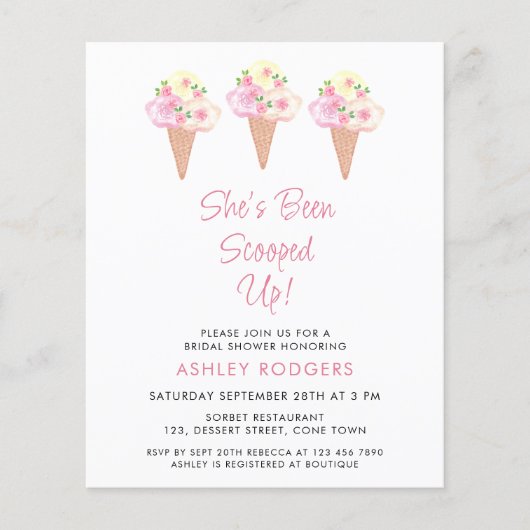 予算彼女はスクープされたブライダルシャワー招待状 (正面)