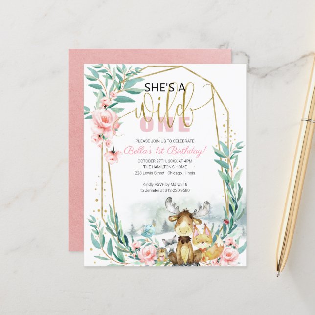 予算彼女はワイルドワン初の誕生日招待状 (正面/裏面インサイチュ)