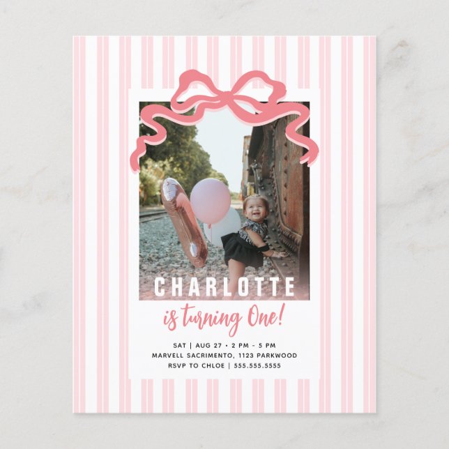 予算彼女はワンピンクボウストライプ誕生日を回している (正面)