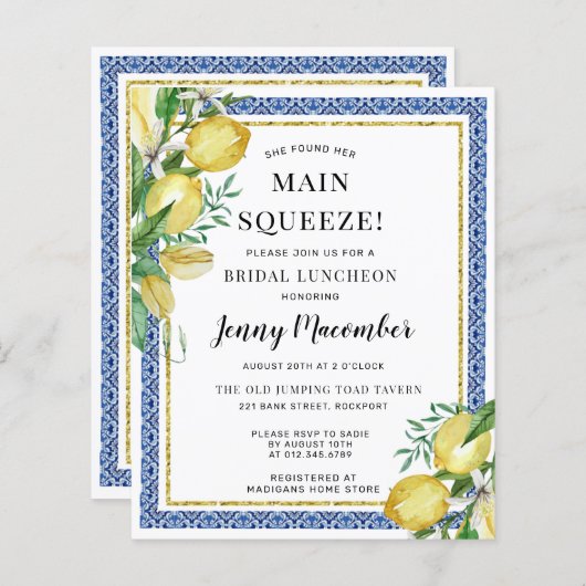 予算彼女は彼女のメイン絞りレモン招待状を見つけた (正面/裏面)