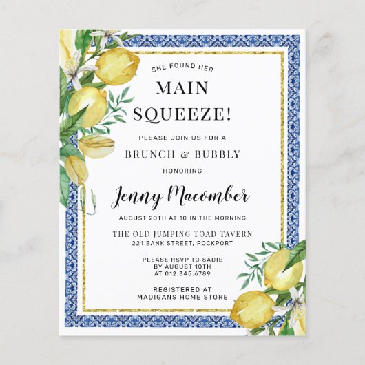 予算彼女は彼女のメイン絞りレモン招待状を見つけた (正面)