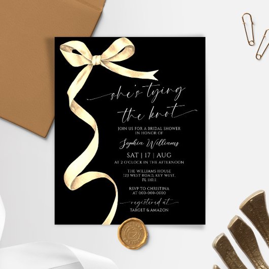 予算彼女は結び目の金ゴールド弓ブライダルシャワー