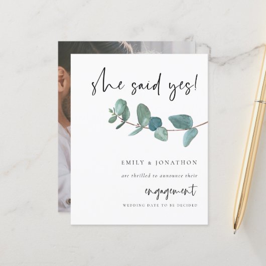 予算彼女はYes写真ユーカリ婚約 (正面/裏面インサイチュ)